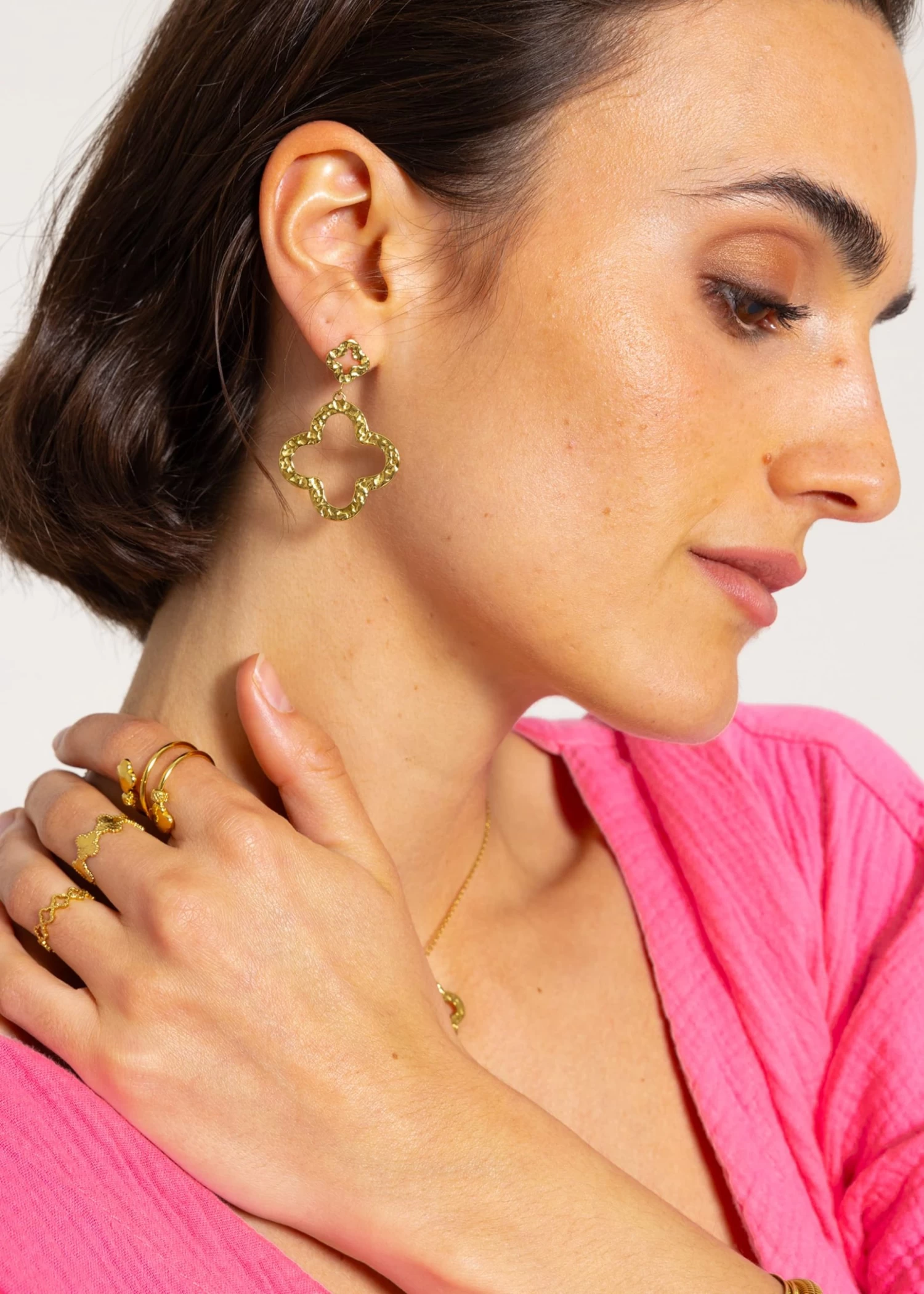 Kleeblatt Ohrstecker - Gold 4 Kleeblatt Ohrstecker - Gold – Bild 2