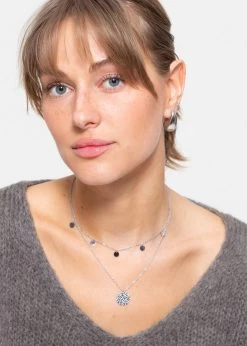 Kombinierte Kette Mit Anhänger Und Zarten Plättchen - Silber -Sassyclassy sassyclassy kombinierte kette mit anhanger und zarten plattchen silber S0210A876