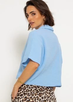 Kurzarm Musselin Bluse - Hellblau -Sassyclassy sassyclassy kurzarm musselin bluse hellblau S4203E6962 5