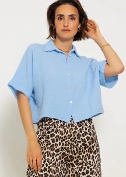 Kurzarm Musselin Bluse - Hellblau -Sassyclassy sassyclassy kurzarm musselin bluse hellblau S4203E6962 6