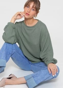 Langarmshirt In Waffelpiqué - Grün -Sassyclassy sassyclassy langarmshirt in waffelpique grun S3211W6689 4