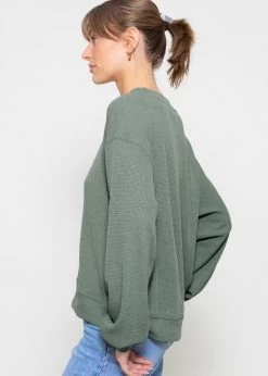 Langarmshirt In Waffelpiqué - Grün -Sassyclassy sassyclassy langarmshirt in waffelpique grun S3211W6689 7