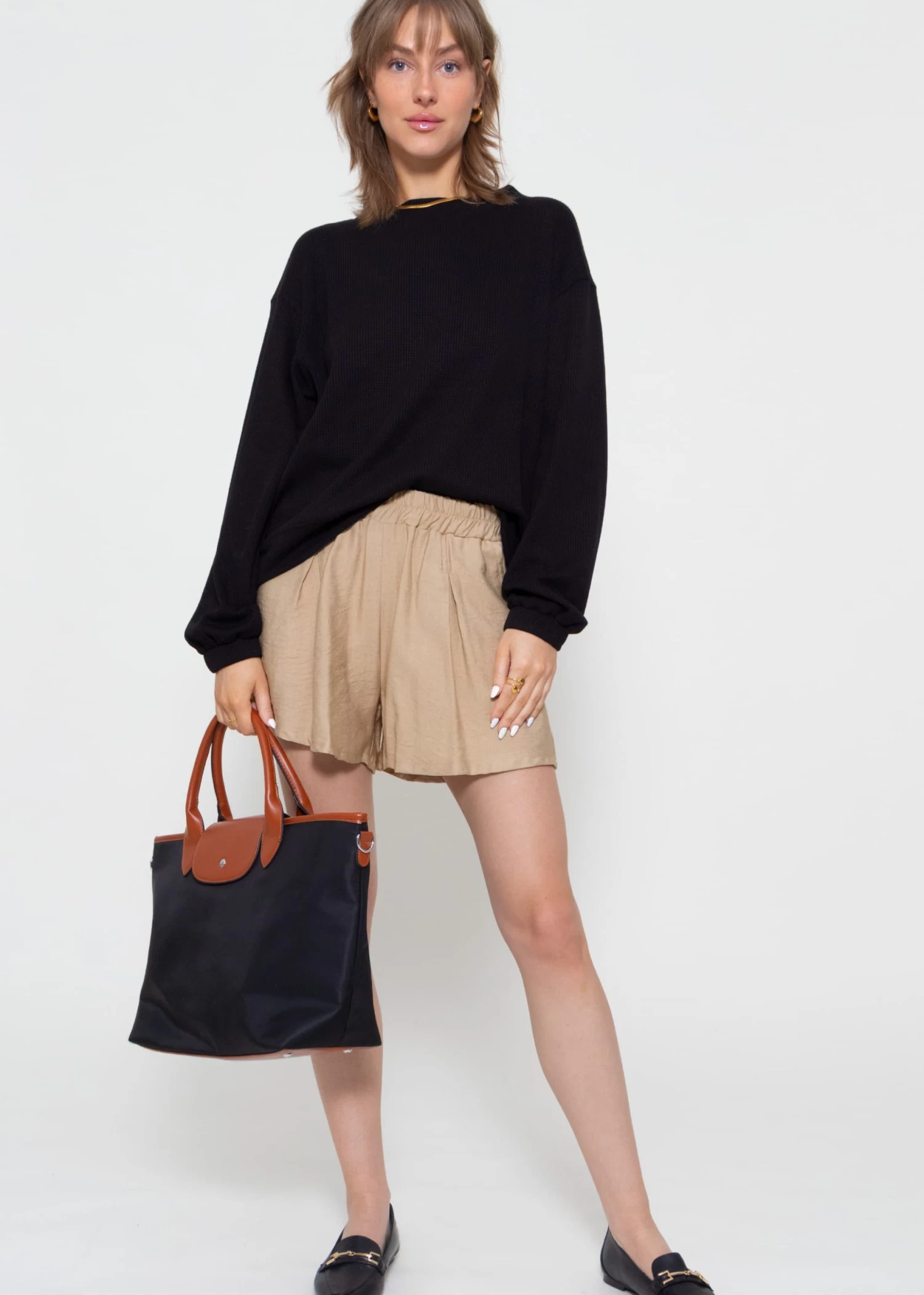 Langarmshirt In Waffelpiqué - Schwarz 6 Langarmshirt In Waffelpiqué - Schwarz – Bild 4