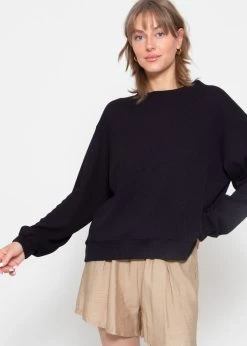 Langarmshirt In Waffelpiqué - Schwarz 12 Langarmshirt In Waffelpiqué - Schwarz -Sassyclassy sassyclassy langarmshirt in waffelpique schwarz S3211W6688 4