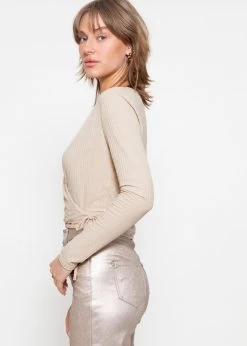 Langarmshirt Zum Wickeln - Beige -Sassyclassy sassyclassy langarmshirt zum wickeln beige S1206B4038 7