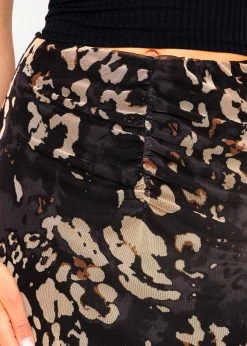Langer Mesh Rock Mit Leoprint - Schwarz-beige -Sassyclassy sassyclassy langer mesh rock mit leoprint schwarz beige S3209R6391 3