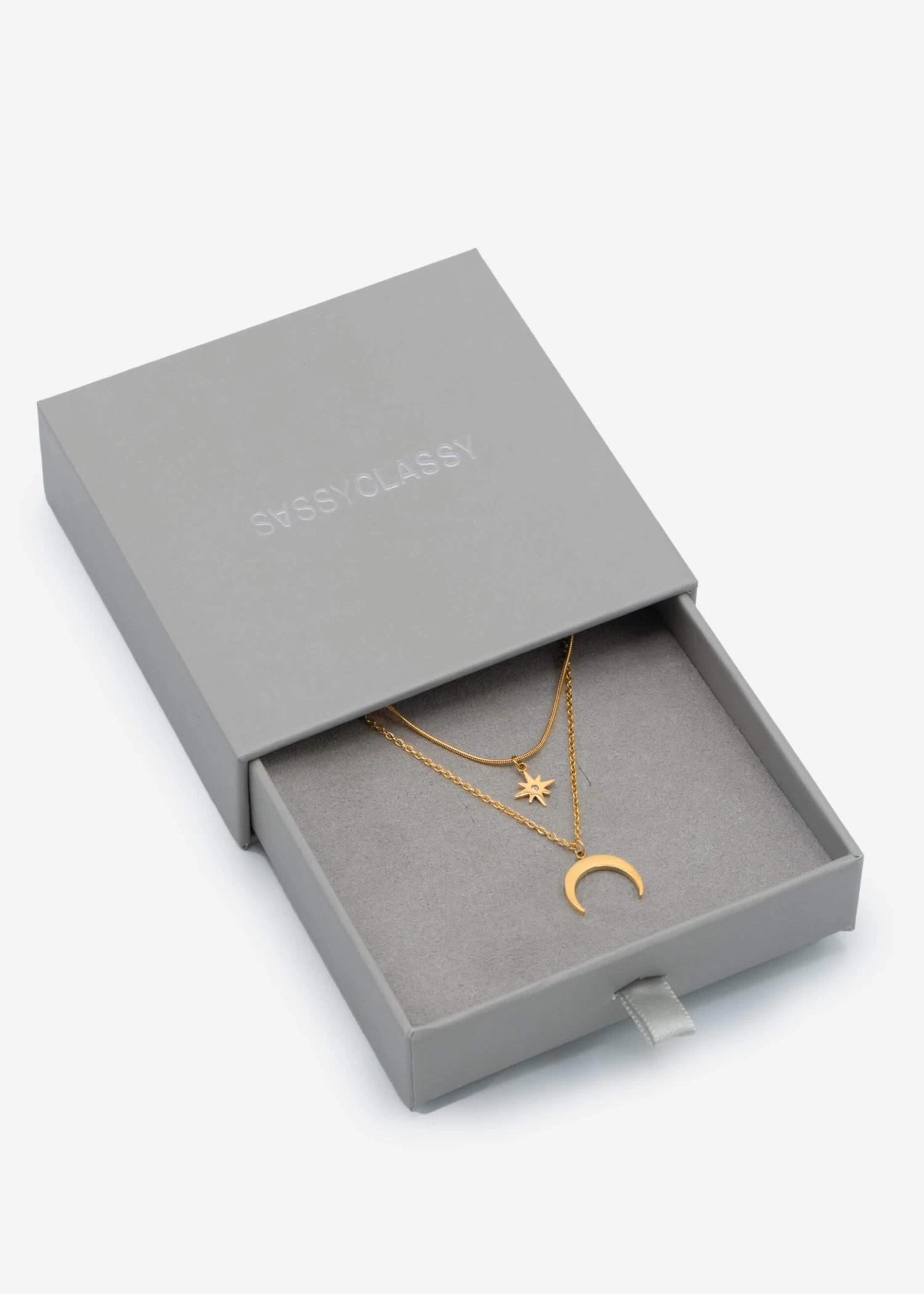 Layer-Halskette Mit Stern Und Halbmond Anhänger - Gold 7 Layer-Halskette Mit Stern Und Halbmond Anhänger - Gold – Bild 5