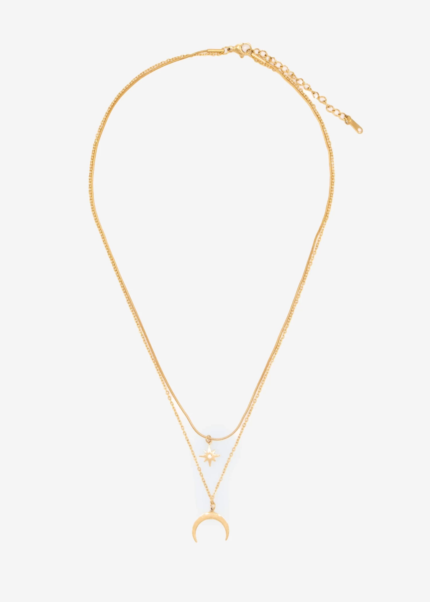Layer-Halskette Mit Stern Und Halbmond Anhänger - Gold 3 Layer-Halskette Mit Stern Und Halbmond Anhänger - Gold
