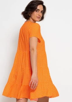 Luftiges Kleid Mit Tupfen-Print - Orange -Sassyclassy sassyclassy luftiges kleid mit tupfen print orange S4203K6936 1