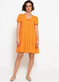 Luftiges Kleid Mit Tupfen-Print - Orange -Sassyclassy sassyclassy luftiges kleid mit tupfen print orange S4203K6936 2