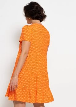 Luftiges Kleid Mit Tupfen-Print - Orange -Sassyclassy sassyclassy luftiges kleid mit tupfen print orange S4203K6936 4