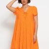 Luftiges Kleid Mit Tupfen-Print - Orange -Sassyclassy sassyclassy luftiges kleid mit tupfen print orange S4203K6936 5