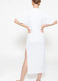 Maxi Rip Jersey Kleid Mit Schlitz - Offwhite -Sassyclassy sassyclassy maxi rip jersey kleid mit schlitz offwhite S4202K6784 3