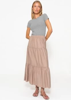 Maxi Volantsrock - Taupe -Sassyclassy sassyclassy maxi volantsrock taupe S4203R6901 1