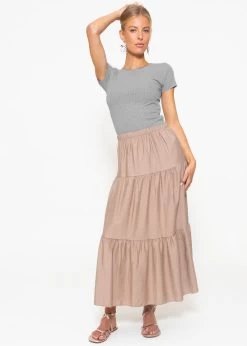 Maxi Volantsrock - Taupe -Sassyclassy sassyclassy maxi volantsrock taupe S4203R6901 5