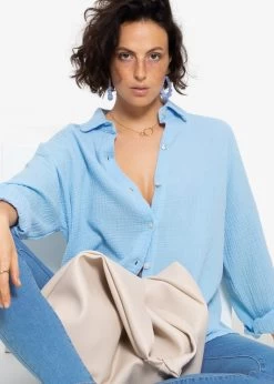 Musselin Bluse Im Regular Fit - Hellblau -Sassyclassy sassyclassy musselin bluse im regular fit hellblau S3207B6069