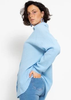 Musselin Bluse Im Regular Fit - Hellblau -Sassyclassy sassyclassy musselin bluse im regular fit hellblau S3207B6069 4