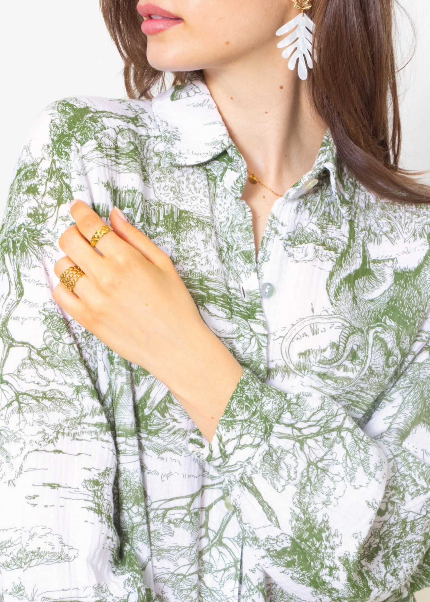 Musselin Bluse Mit Print, Khaki 9 Musselin Bluse Mit Print, Khaki – Bild 7