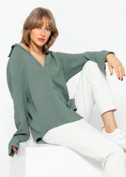 Musselin Bluse Mit Ziernähten - Salbeigrün -Sassyclassy sassyclassy musselin bluse mit ziernahten salbeigrun S4202E6809 11wYafPztNArfay