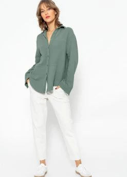 Musselin Bluse Mit Ziernähten - Salbeigrün -Sassyclassy sassyclassy musselin bluse mit ziernahten salbeigrun S4202E6809 2i0pFmVlrqK8I1