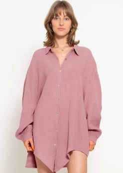 Musselin Bluse Oversize, Altrosa