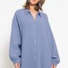 Musselin Bluse Oversize, Blau -Sassyclassy sassyclassy musselin bluse oversize blau S1201B3646 2