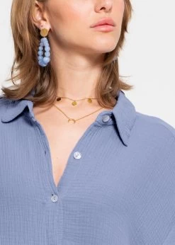 Musselin Bluse Oversize, Blau -Sassyclassy sassyclassy musselin bluse oversize blau S1201B3646