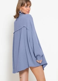 Musselin Bluse Oversize, Blau -Sassyclassy sassyclassy musselin bluse oversize blau S1201B3646 4