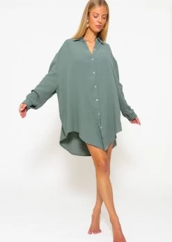 Musselin Bluse Oversize, Salbeigrün 17 Musselin Bluse Oversize, Salbeigrün -Sassyclassy sassyclassy musselin bluse oversize grun S1204B3898 1