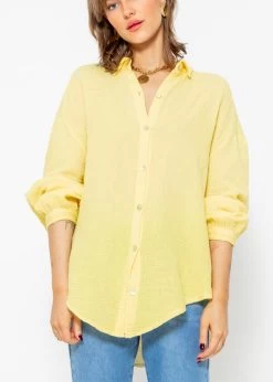Musselin Bluse Oversize, Kurz, Gelb -Sassyclassy sassyclassy musselin bluse oversize kurz gelb S2202B4550 1
