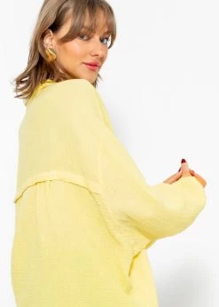 Musselin Bluse Oversize, Kurz, Gelb -Sassyclassy sassyclassy musselin bluse oversize kurz gelb S2202B4550 2 1