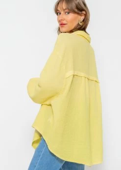 Musselin Bluse Oversize, Kurz, Gelb -Sassyclassy sassyclassy musselin bluse oversize kurz gelb S2202B4550 3