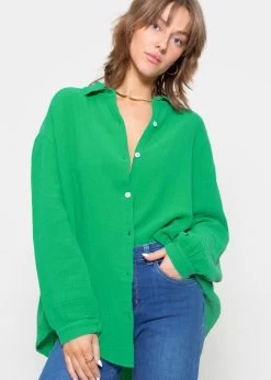 Musselin Bluse Oversize, Kurz, Grün 13 Musselin Bluse Oversize, Kurz, Grün -Sassyclassy sassyclassy musselin bluse oversize kurz grun S1209B4231 2
