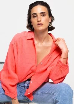 Musselin Bluse Oversize, Kurz, Koralle -Sassyclassy sassyclassy musselin bluse oversize kurz koralle S2205B4714 2ESSLoAsGbWLZm