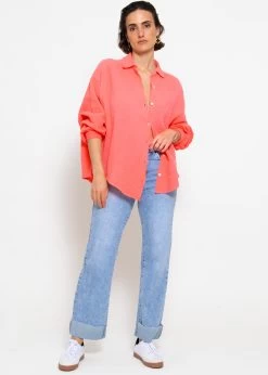 Musselin Bluse Oversize, Kurz, Koralle -Sassyclassy sassyclassy musselin bluse oversize kurz koralle S2205B4714 5vKmsr8YsX7o2S