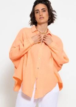 Musselin Bluse Oversize, Kurz - Peach 11 Musselin Bluse Oversize, Kurz - Peach -Sassyclassy sassyclassy musselin bluse oversize kurz peach S4203E6954 2