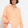 Musselin Bluse Oversize, Kurz - Peach -Sassyclassy sassyclassy musselin bluse oversize kurz peach S4203E6954 3