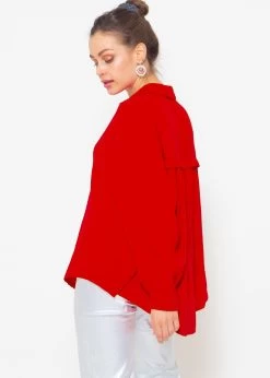 Musselin Bluse Oversize, Kurz, Rot -Sassyclassy sassyclassy musselin bluse oversize kurz rot S2201B4519 3