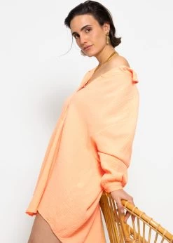 Musselin Bluse Oversize - Peach