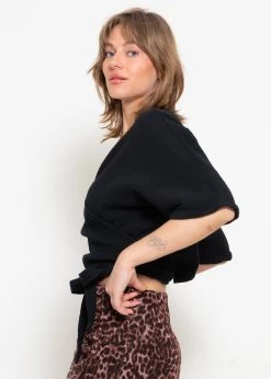 Musselin Bluse Zum Wickeln - Schwarz -Sassyclassy sassyclassy musselin bluse zum wickeln schwarz S4203E6857