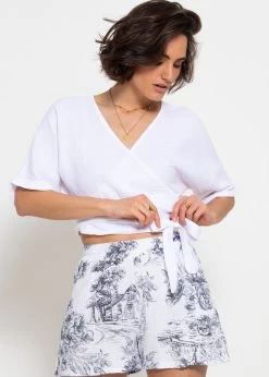 Musselin Bluse Zum Wickeln - Weiß -Sassyclassy sassyclassy musselin bluse zum wickeln weiss S4203E6856 3