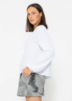 Musselin Blusenjacke Mit Bindebänder - Weiß -Sassyclassy sassyclassy musselin blusenjacke mit bindebander weiss S4203E6896 3