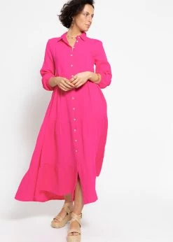 Musselin Maxi Kleid Mit Volants - Pink -Sassyclassy sassyclassy musselin maxi kleid mit volants pink S4203K6990 1