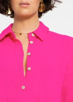 Musselin Maxi Kleid Mit Volants - Pink -Sassyclassy sassyclassy musselin maxi kleid mit volants pink S4203K6990 2