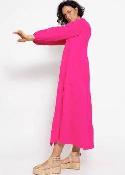 Musselin Maxi Kleid Mit Volants - Pink -Sassyclassy sassyclassy musselin maxi kleid mit volants pink S4203K6990 3