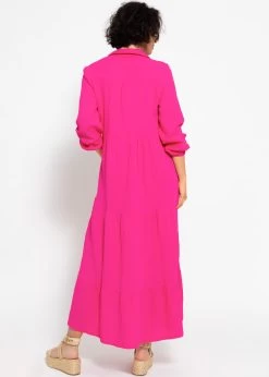 Musselin Maxi Kleid Mit Volants - Pink -Sassyclassy sassyclassy musselin maxi kleid mit volants pink S4203K6990 6