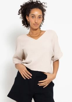 Musselin Shirt Mit V-Ausschnitt - Hellbeige -Sassyclassy sassyclassy musselin shirt mit v ausschnitt hellbeige S4203E7007 2fp3ryb09t2bPl