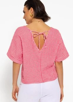 Musselin Shirt Mit Vichy-Print - Pink-weiß -Sassyclassy sassyclassy musselin shirt mit vichy print pink weiss S4203E7009 3