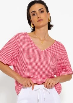 Musselin Shirt Mit Vichy-Print - Pink-weiß -Sassyclassy sassyclassy musselin shirt mit vichy print pink weiss S4203E7009 7