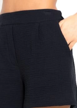 Musselin Shorts Mit Breitem Bund - Schwarz -Sassyclassy sassyclassy musselin shorts mit breitem bund schwarz S4203S6988 2
